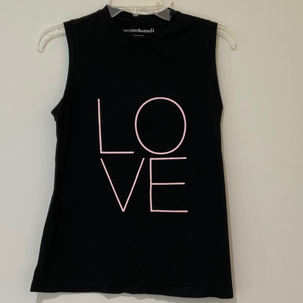 Norma Kamali Graphic LOVE Tank Black and Pink Size XS